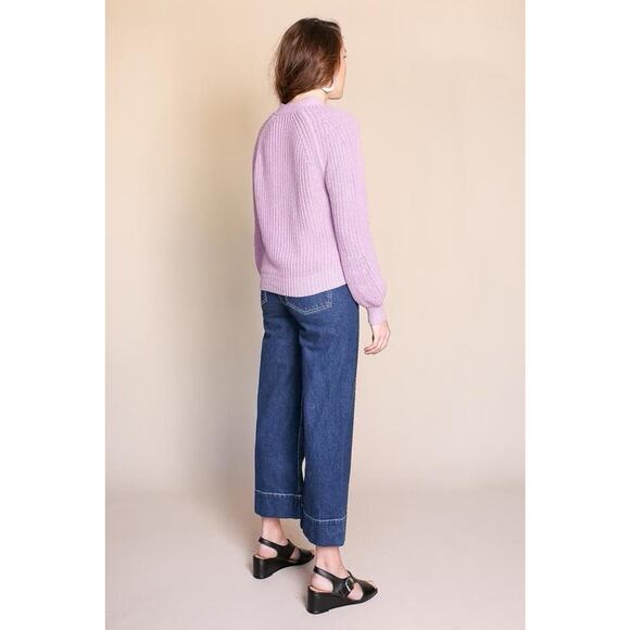 Apiece Apart Astro V-Neck Chunky Knit Sweater Lavender Cotton Cashmere Size XS - Picture 3 of 9